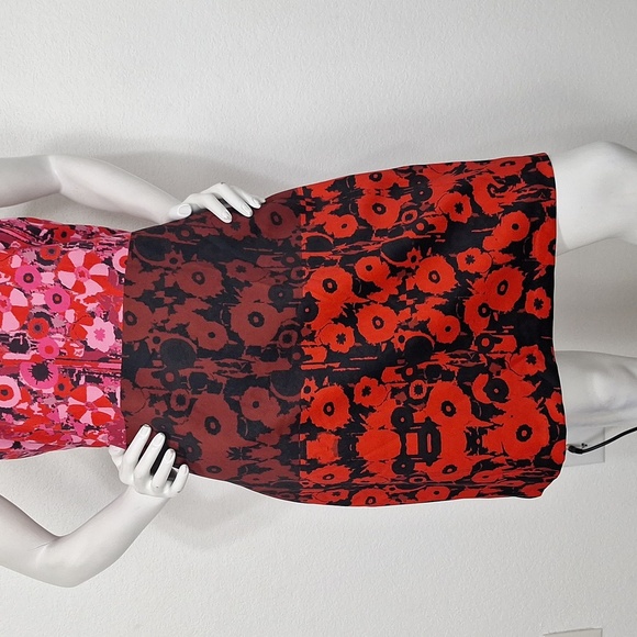 Badgley Mischka Red Pink Multicolor Romantic Printed Halter Sheath Dress Size 14 - Picture 5 of 15